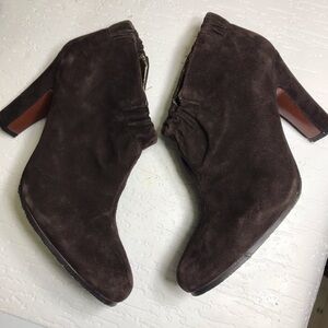 Am Edelman brown suede heeled booties 8 M